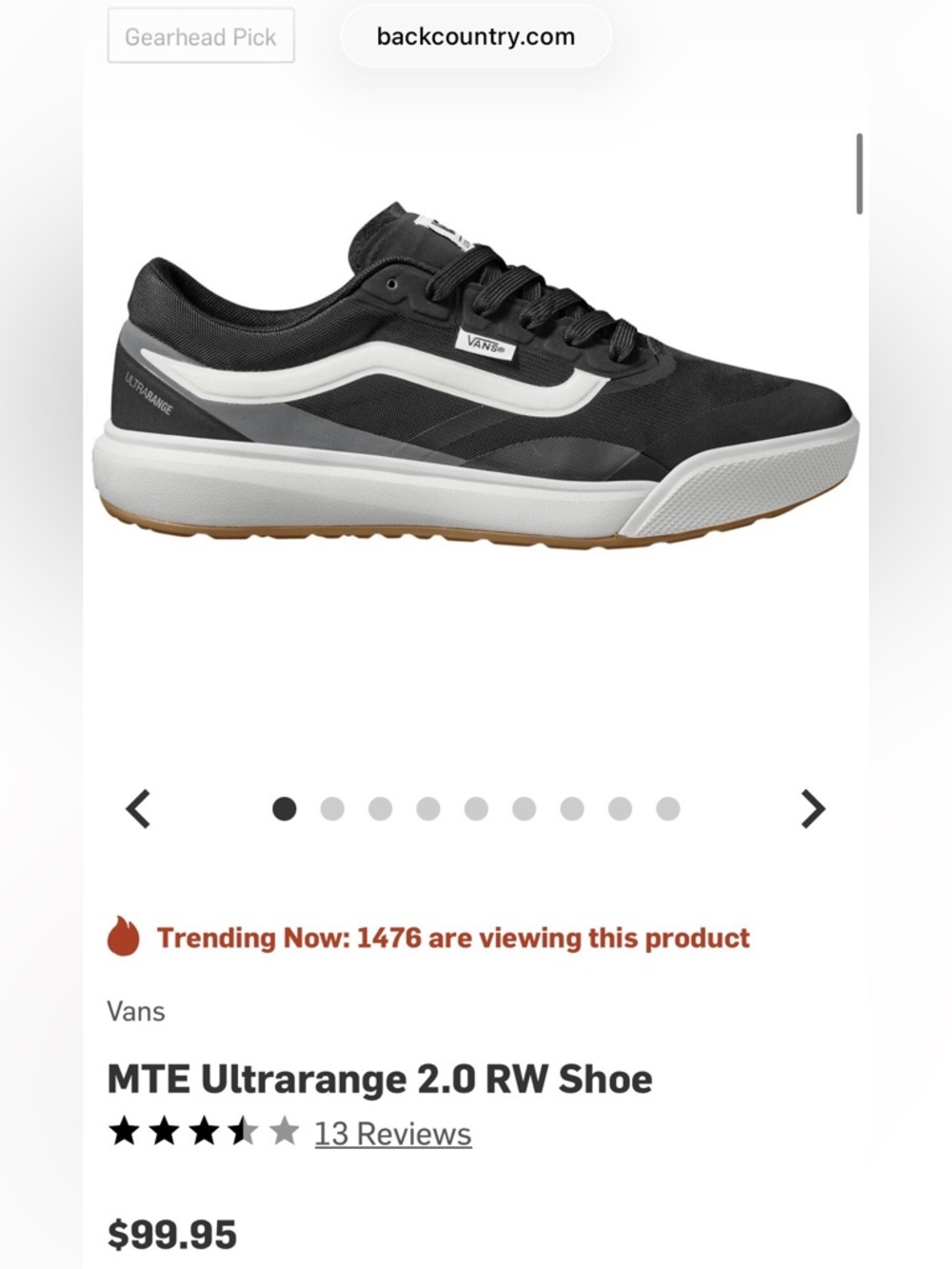 NWT Vans MTE Ultra Range 2.0 RW - Black (Men’s 11.5/Women’s 13)